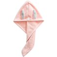 thumbnail image 2 of Hair Towels Shower Caps Towels for Wiping Child's Hair Absorbent Towels Children's Dry Hair Hat with Button(Pink), 2 of 5