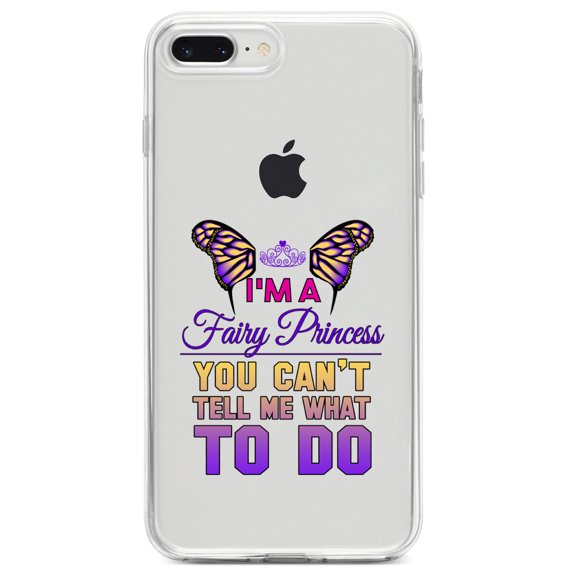 DistinctInk Clear Shockproof Hybrid Case for iPhone 7 PLUS / 8 PLUS (5.5" Screen) TPU Bumper Acrylic Back Tempered Glass Screen Protector - I'm a Fairy Princess Can't Tell Me What To Do