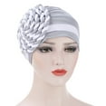 thumbnail image 2 of Caywon Women's India Hat Patchwork Braid Muslim Ruffletrendy Solid Color Ruffle All Packaged Spring Summer Wrap Cap(Gray,Free Size), 2 of 2