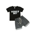 thumbnail image 1 of goowrom Infant Baby Boy Two Piece Set, Lettering Round Neck Short Sleeve T-shirt Elastic Tie Up Waist Shorts, 1 of 8
