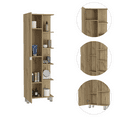 thumbnail image 3 of Miekor Furniture Urano Mirror Linen Cabinet, Four Interior Shelves, Five External Shelves -Light Oak 86326, 3 of 5