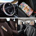 thumbnail image 4 of KUIFORTI Cow Flower Automobile Seat Covers Set of 14 with Car Headrest Protectors Auto Seat Belt Cover Car Steering Wheel Cover Auto Center Console Pad Fit for Most Cars, 4 of 6