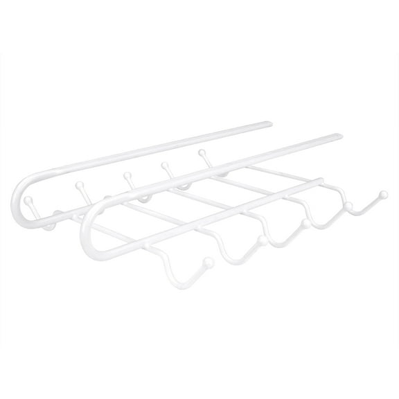 Home Basics Under-the-Shelf Mug Rack, 6-Cup Metal Coffee Cup Holder, White