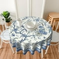 thumbnail image 4 of Silver Snowflakes Round Tablecloth 60Inch Christmas Winter Snow Table Cover with Xmas Tree Leaves Berry Table Cloth Heat Resistance Polyester Fabric for Kitchen Dining Camping Party Decor, 4 of 6