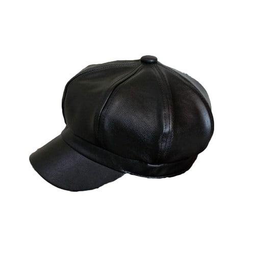Men Women Leather Octagonal Baker Cap Gatsby Newsboy Casquette Peaked Cabbie Hat