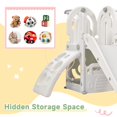 thumbnail image 5 of 4 in 1 Toddler Slide with Climber, Kids Playground Climber Slide Playset with Basketball Hoop, Climb Stairs and Toy Storage Space, Freestanding Kids Slide for Indoor Outdoor Backyard, Gray, 5 of 10