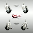 thumbnail image 2 of 3 Inch 316SS Black Polyurethane Swivel 10mm Threaded Stem Caster Set 2 Brake, 2 of 2