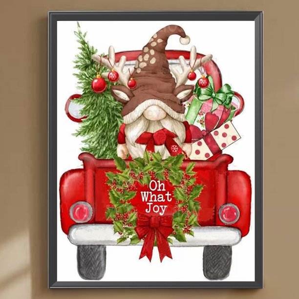 5D DIY taladro redondo completo pintura de diamante Navidad Gnomo Kit decoración 30x40cm