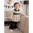 thumbnail image 6 of Loicainy Baby Toddler Girl New Year Outfit 6 12 18 24 Months 2T 3T 4T Letter Embroidery Tops and Ruffles Flare Pants Clothes Set, 6 of 9