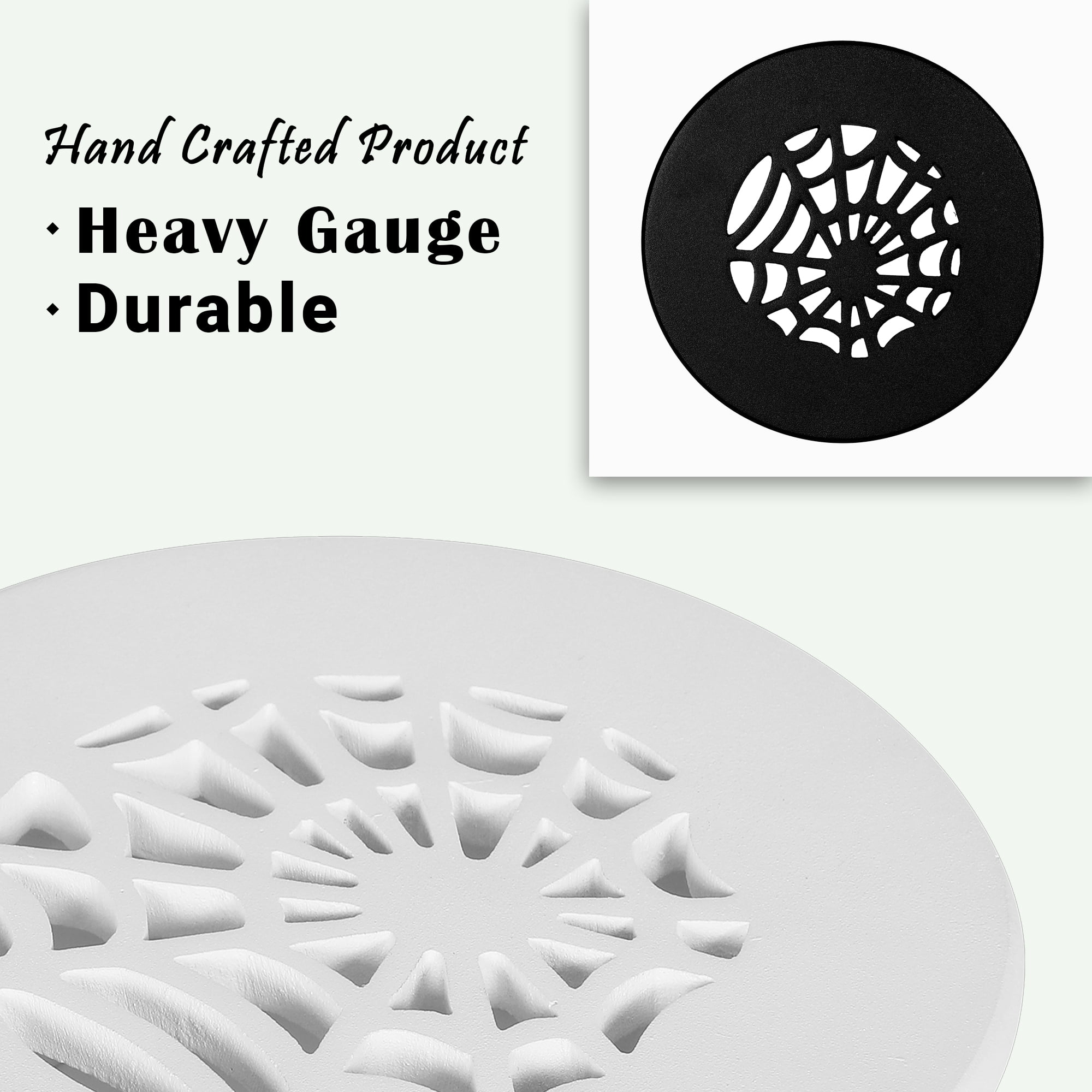 Spooky Gothic Round Vent cover 5" Duct Opening (Overall 6-1/2") Spider Web Design Solid Cast Aluminium Register