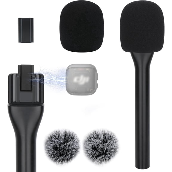 YOUSHARES Handheld Interview Microphone Holder Compatible with DJI Mic 3, Iron Magnetic Slide Rail Mic Air, Universal Lavalier DJI 3 Wireless Microphones