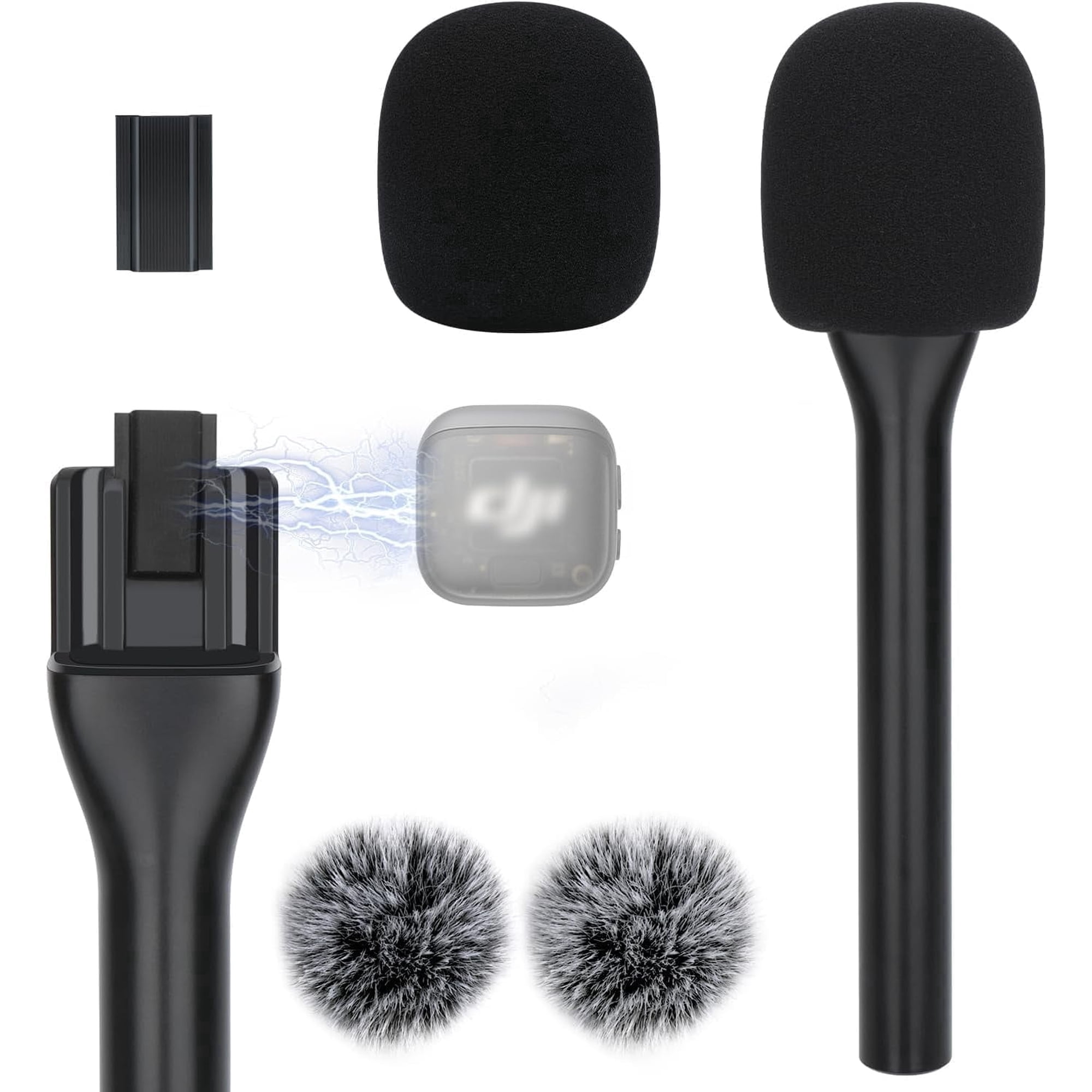 YOUSHARES Handheld Interview Microphone Holder Compatible with DJI Mic 3, Iron Magnetic Slide Rail Mic Air, Universal Lavalier DJI 3 Wireless Microphones