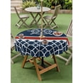 thumbnail image 3 of Outdoor Tablecloth with Umbrella Hole and Zipper, Navy Blue Coastal Round Table Cloth 54 Inch Waterproof Tablecloth, Nautical Ocean Sea Rudder Abstract Art Picnic Table Cover for Patio Camping, 3 of 7