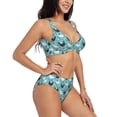 thumbnail image 2 of Kdxio Lovely Roosters Print Women's 2 Piece High Waisted Wrap Spaghetti Strap Summer Swimsuit Bikini Set-X-Large, 2 of 7