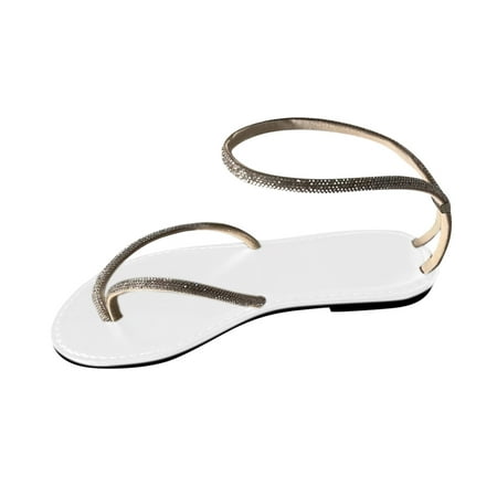 

FNFYFH Prime Deals Rhinestone Flat Sandals for Women Dressy Flip Flop Sandals Dressy Thong Sandals Slip on Sandal Shoes for Spring Summer Beach Oceanside Holiday Outdoor