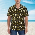 thumbnail image 2 of Balery Honey Bees With Flowers Camisas hawaianas de manga corta para hombre, camisas playeras de corte holgado, camisas de vacaciones con botones,3X-Large, 2 of 7