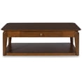 thumbnail image 5 of Signature Design by Ashley Trenmour Mid-Century Modern Rectangular Coffee Table with Storage Drawer, Casters & Shelf, Brown, 5 of 9