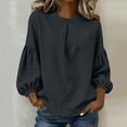thumbnail image 5 of BSDJILFG Spring Tops for Women 3/4 Lantern Sleeves Casual Slim Fit Ruched Pleated Summer Blouses 2026, 5 of 6