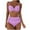 Purple, variant on WREESH Womens Two Piece Swimsuit High Waisted Bikini Fashion Solid Bikini Push-Up Padded Swimsuit Beachwear Set Bathing Suit Hot Pink