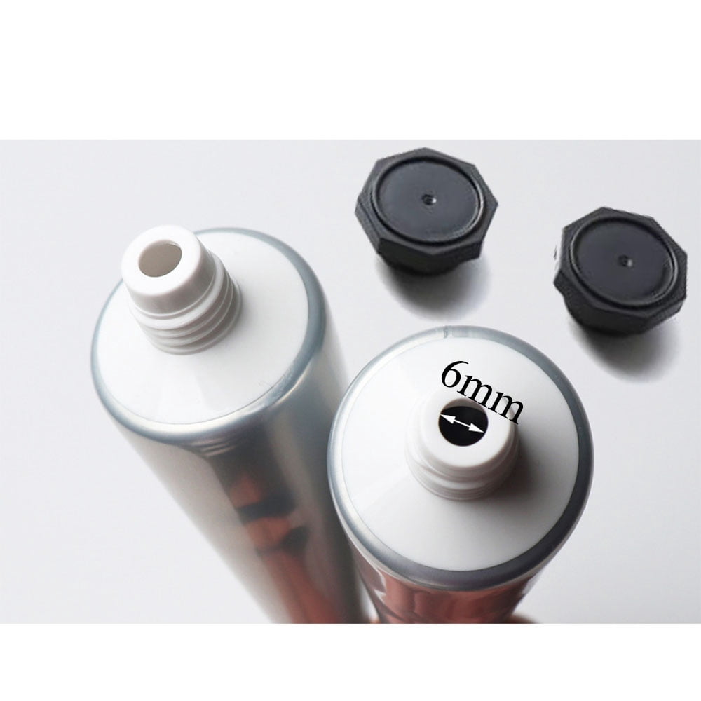 Aspire 4 Pack 3.4 oz/100 ml Silver Aluminum Cosmetic Soft Tubes with Twist Cap Cream Packaging