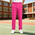 thumbnail image 4 of Mifsaly Girls Boys Uniform Pants Kids Flat Front Chino Pants Casual Slim Fit Dress Trousers with Pockets Hot Pink,12-13 Years, 4 of 9