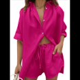 thumbnail image 1 of Conjunto de Chándal de 2 Piezas para Mujer, de Verano, con Top de Corta y Pantalones Cortos. Rosa Roja M, 1 of 9