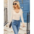thumbnail image 3 of Zeagoo V Neck Long Sleeve Shirts for Women 2025 Slim Fitted Going Out Tops Basic Fall Winter Tee 2 Pack, 3 of 6