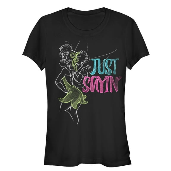 Junior's Peter Pan Tinker Bell Just Saying Graphic Tee Black Medium