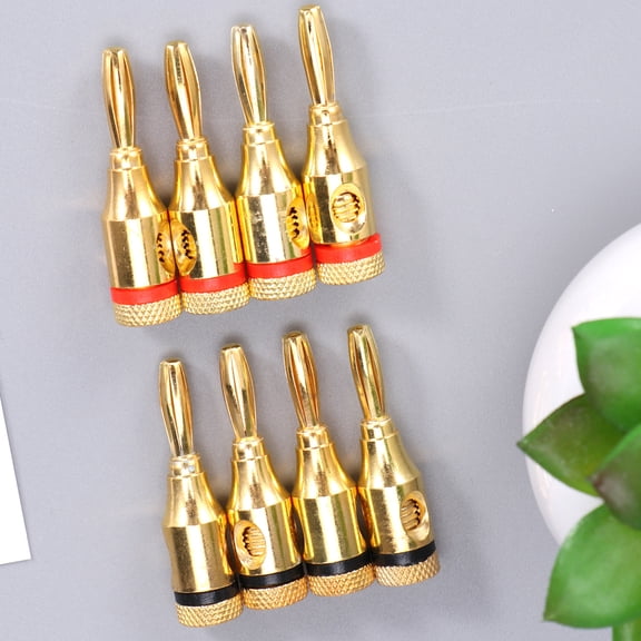 FONDOTIN 8Pcs 4mm Audio Speaker Plug Connector Gold Colored for Durable