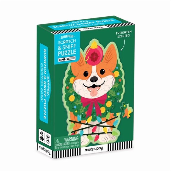 Christmas Corgi 48 Piece Scratch and Sniff Shaped Mini Pzl (Other)