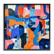 Stupell Industries Wavy Woven Shapes Collage Abstract Painting Black Framed Art Print Wall Art, 12 x 12