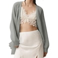thumbnail image 3 of Open Front Chunky Cardigan Sweaters for Women Dressy Lace Long Sleeve Cable Knit Sweater Outwears Gray S, 3 of 10