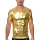 thumbnail image 1 of Camiseta de manga corta y camiseta interior de poliéster para hombre, de verano, brillante, ajustada, a la moda, moldeadora, estilo discoteca., 1 of 5