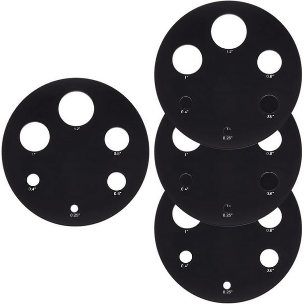 4 herramientas auxiliares negras para insertar ojos de seguridad acrílicos en manualidades amigurumi. Herramienta para colocar ojos de seguridad y arandelas. Incluye plantilla de medición de ojos.