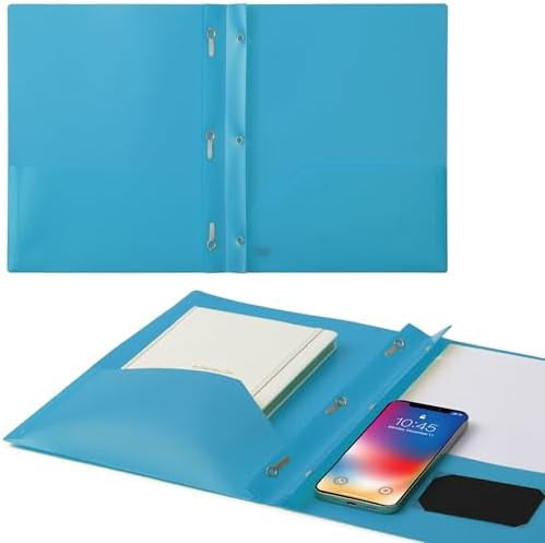 - Plastic Folders with Pockets and Prongs, 48 Pack, Letter Size, Blue, Flexible Plastic Folders with Prongs and Card Slot