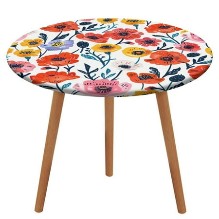 

ZHANGS Radiant Poppy Patch 968 Round Table Cover Stain-Resistant Fitted Tablecloth Oil-Proof Wipeable Elastic Table Cover Waterproof Table Cloth for Halloween Thanksgiving Christmas