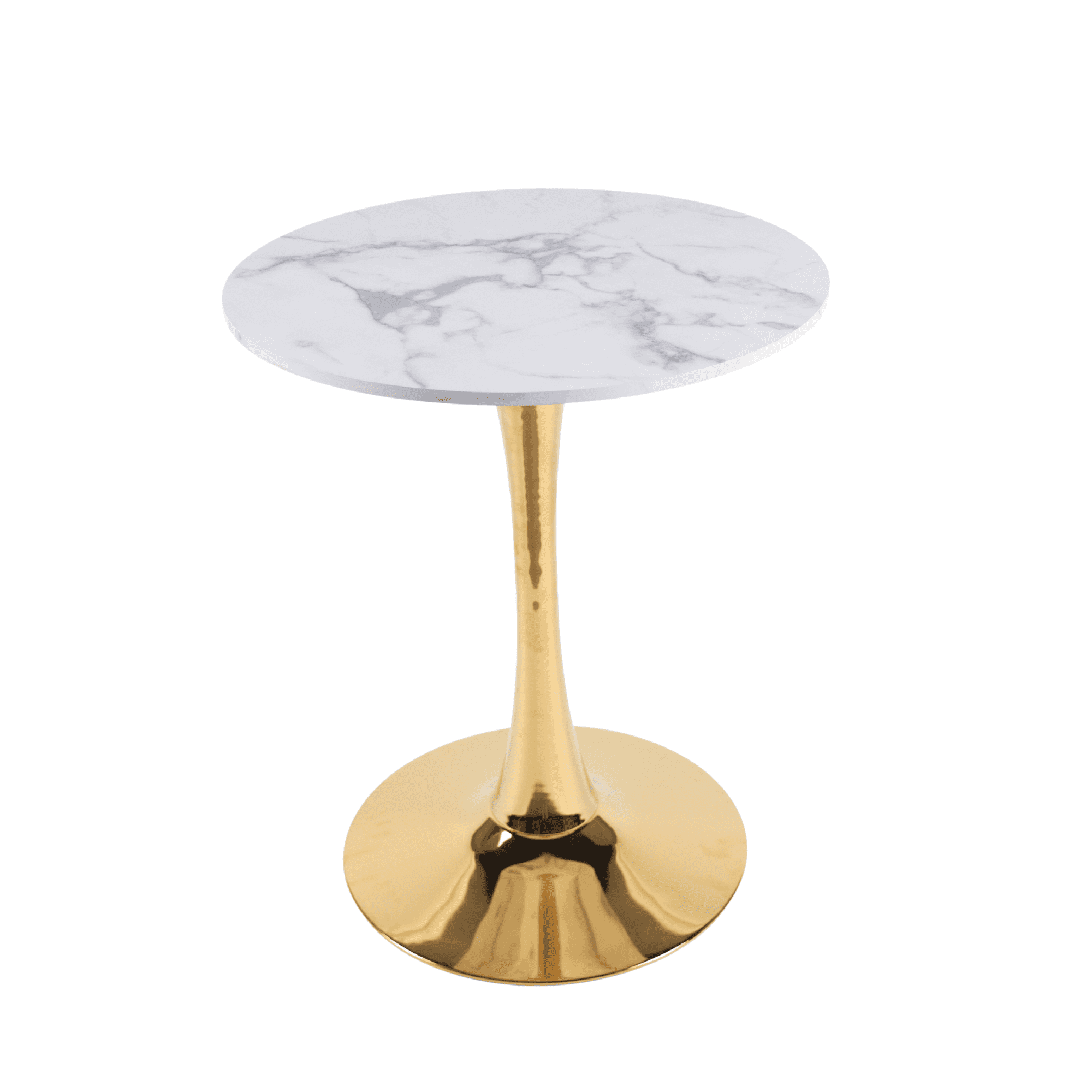 Euroco 23.6" Round Dinning Table for 2-4,Modern Kitchen Table with Metal Pedestal Base & Tulip Design for Dining, Tea & Lounge,White