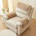thumbnail image 3 of XUELC 3 Pieces  Fleece Sofa Armrest Cover for Recliner Chair with Storage Pockets Non Slip Headrest Cover Fuzzy  Furniture Protector Camel, 3 of 14