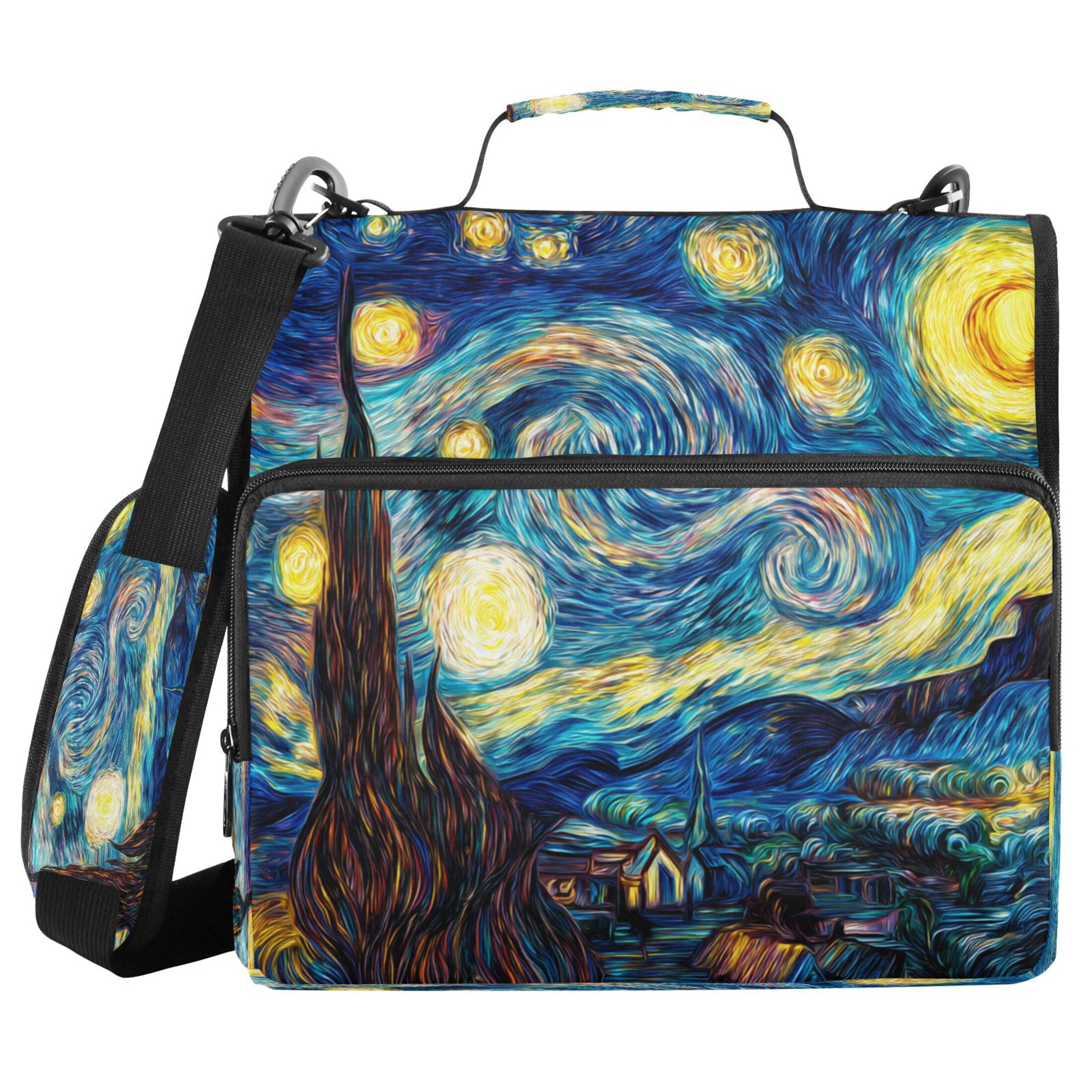 3 Ring Zipper Binder Stationery Organizer for Study Work Home Travel, All-Purpose File Folder Storage Bag for Daily Document Organization Swirling Sky over The Village