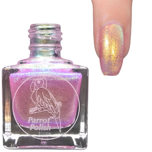 Parrot Polish Pastel Ultrachrome Nail Polish, Quick Dry Holographic Pink Color Lacquer, Long Lasting Shimmering Enamel, Kalarai, 0.5 Fl Oz