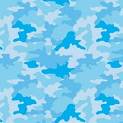 Bright Camo Blue Anti-Pill Polyester Fleece Fabric by the Yard, 60"