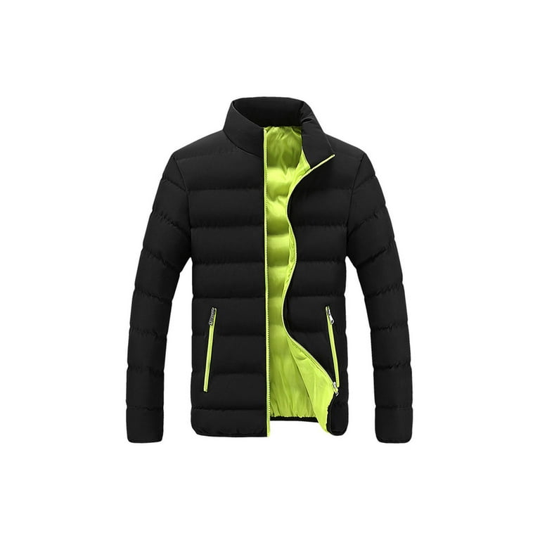 Sunisery Men Winter Jacket Coats Windproof Snow Jackets with Inner Down Stand Collar Cotton Layer Thermal Outwear