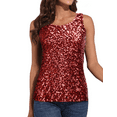 thumbnail image 4 of PrettyGuide Women Shimmer Glam Sequin Embellished Sparkle Tank Top Vest Tops Red, Large, 4 of 5