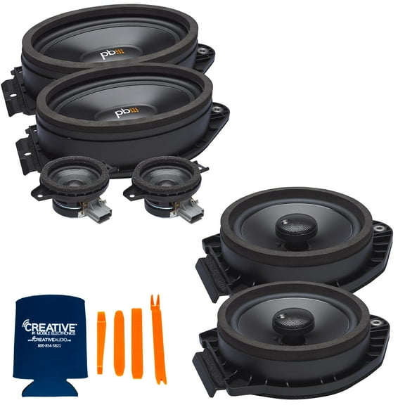 PowerBass OE Series Direct Replacement Speakers With Front Tweeters Compatible With Chevy Silverado Crew Cab Pickup 14-20