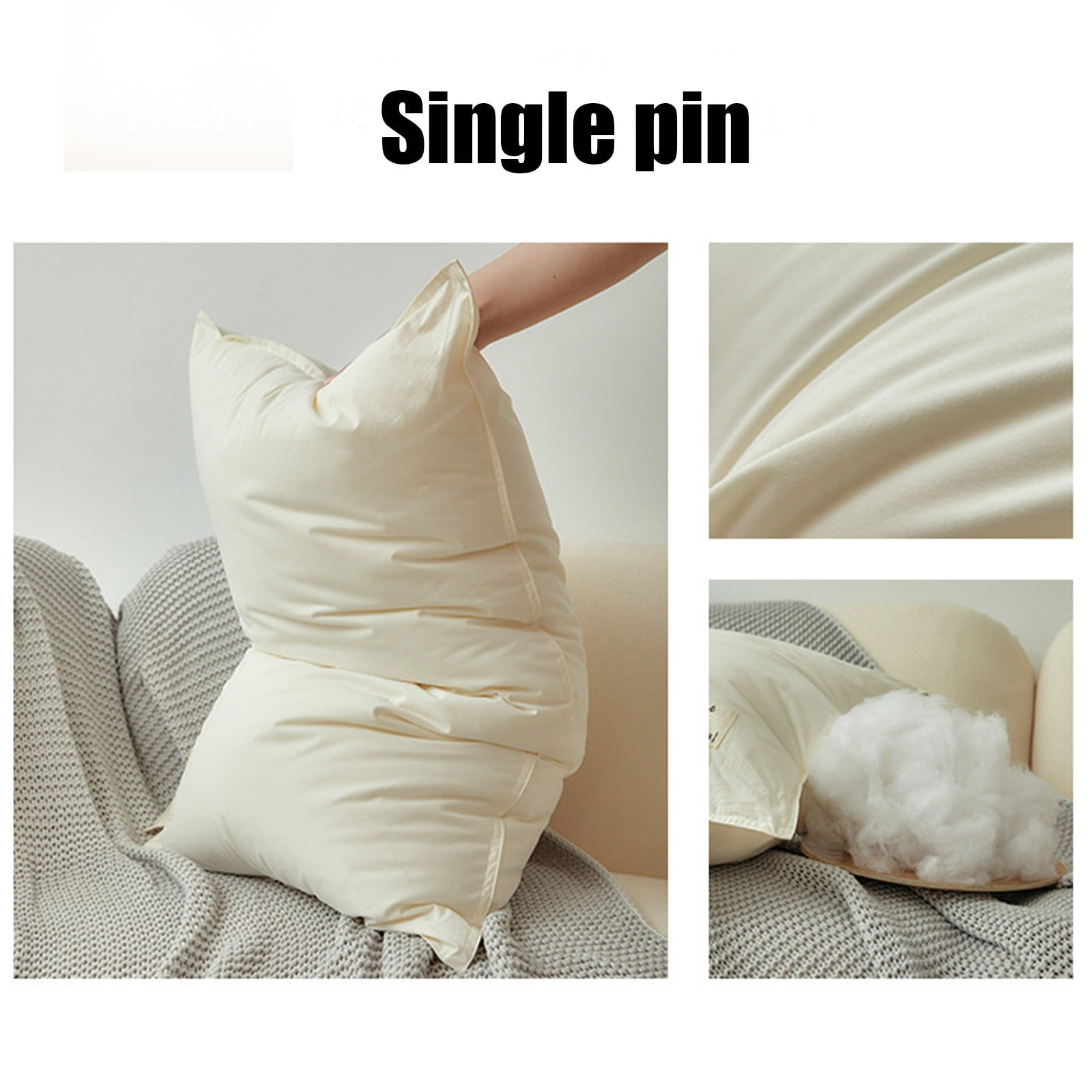 weibbin Soft Cotton Bedside Hugging Pillow 29x19 Inch For Neck Support, Plush Body Pillow Insert