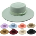 thumbnail image 3 of Elegant Round Top Fedora with Bow Wide Brim Jazz Hat for Men & Women Felt Cloche, 3 of 25