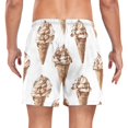 thumbnail image 2 of FORMRS Mens Swim Trunks Mesh Liner Quick Dry Casual Beach Board Shorts with Pockets, Sizes S-2XL, Brown Ice Cream Pattern, 2 of 9