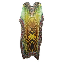 Mogul Womens Digital Print A Night To REMEMBER Long Maxi KAFTAN Dress One Size