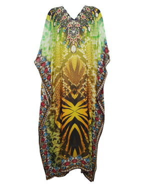 Mogul Womens Digital Print A Night To REMEMBER Long Maxi KAFTAN Dress One Size