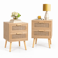 thumbnail image 3 of RichYa Rattan Nightstand Set of 2, Side Tables with 2 Storage Drawers, End Table Night Stand for Bedroom,Kids Room, 3 of 12